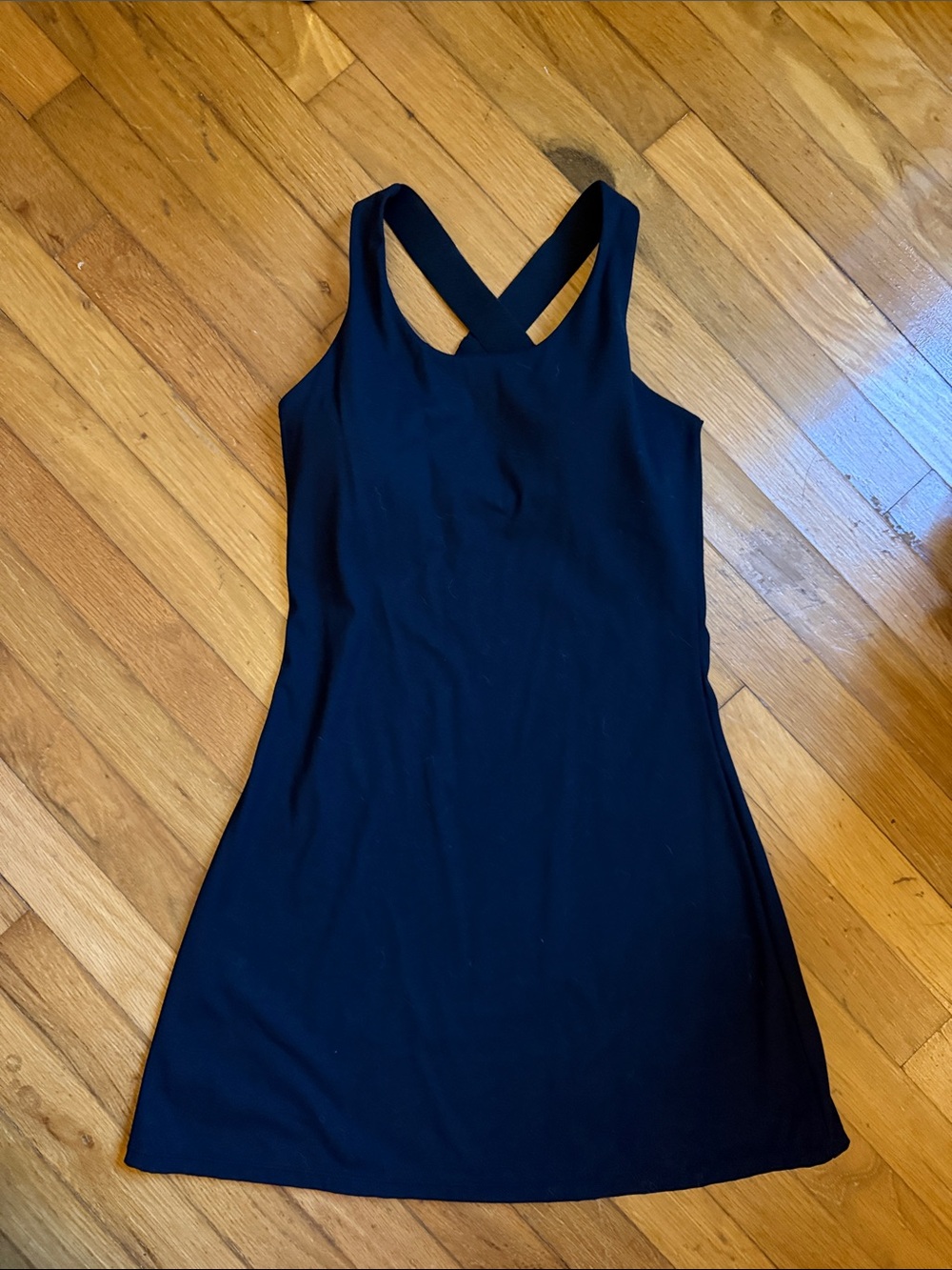 Mono B Black Cross-Back Mini Dress built in bra